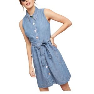 Maeve by Anthropologie Elemental Denim Shirtdress button front blue size 8